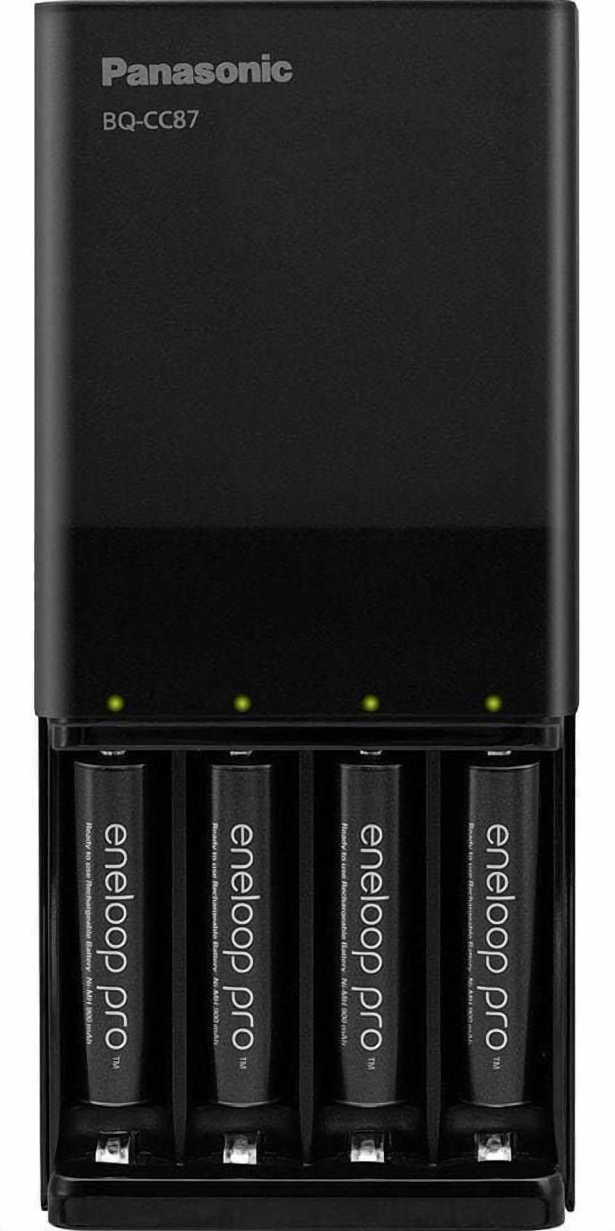 Panasonic Eneloop Chargeur de batterie individuel avec technologie de charge portable et 4 piles rechargeables AAA Eneloop Pro