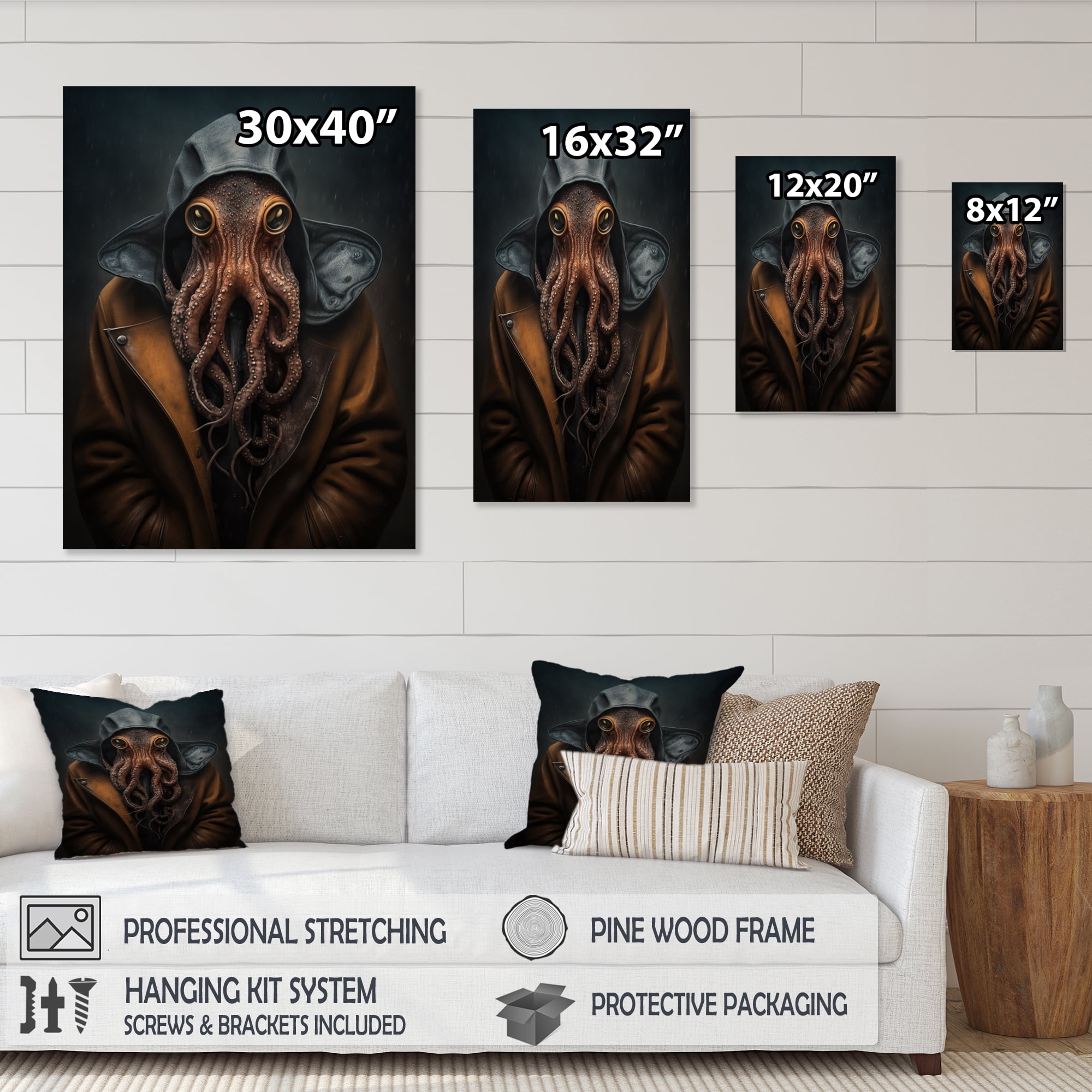 Designart Anthropomorphic Of Octopus Portrait V Canvas Wall Art