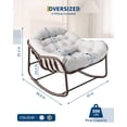 thumbnail image 3 of GloryStar 450 lbs Capacity Oversized Papasan Rocker, Brown Rattan Egg Lounge Chair with Sturdy Metal Frame and Thick Water-Resistant White Cushion, Comfortable Seating for Garden, Patio and Balcony, 3 of 7