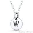 thumbnail image 3 of Initial Letter "W" Engraved Tiny 11x8mm (0.4"x0.3") Circle Pendant in .925 Sterling Silver, 3 of 3