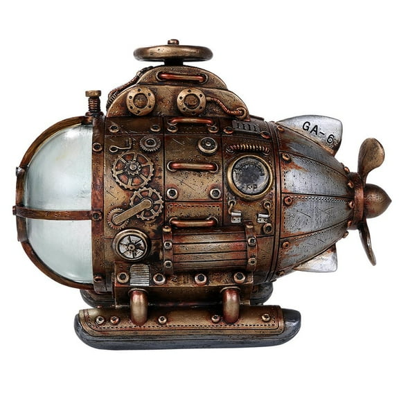 Steampunk Nautilus Explorer Submarine Collectible Sci Fi Fantasy Figurine with Color Changing LED Lights Battery Operated 7.75 Inches Long