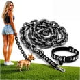 thumbnail image 2 of Big Link Dog Leash, 4.9Ft Imitation Plastic Large Iron Chain Thick Dog Leash, Dog Supply Walking, Paw Print Collar Included, 2 of 3