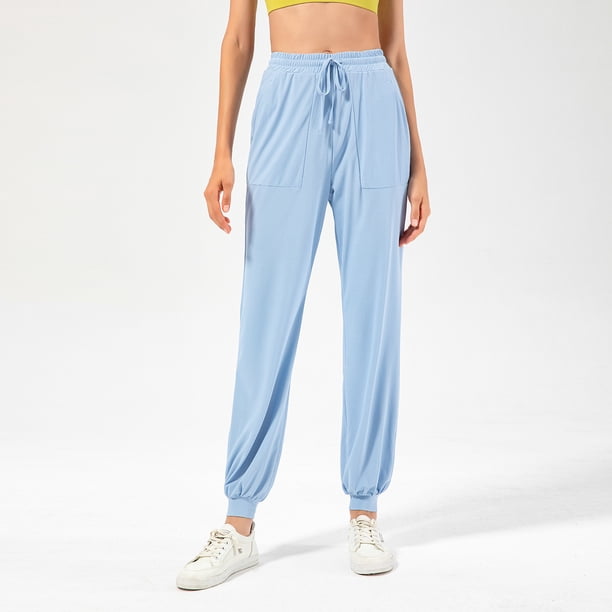 Pantalones deportivos casuales sueltos, de secado rápido, para correr, para hacer ejercicio, con cintura alta y cadera, para mujer