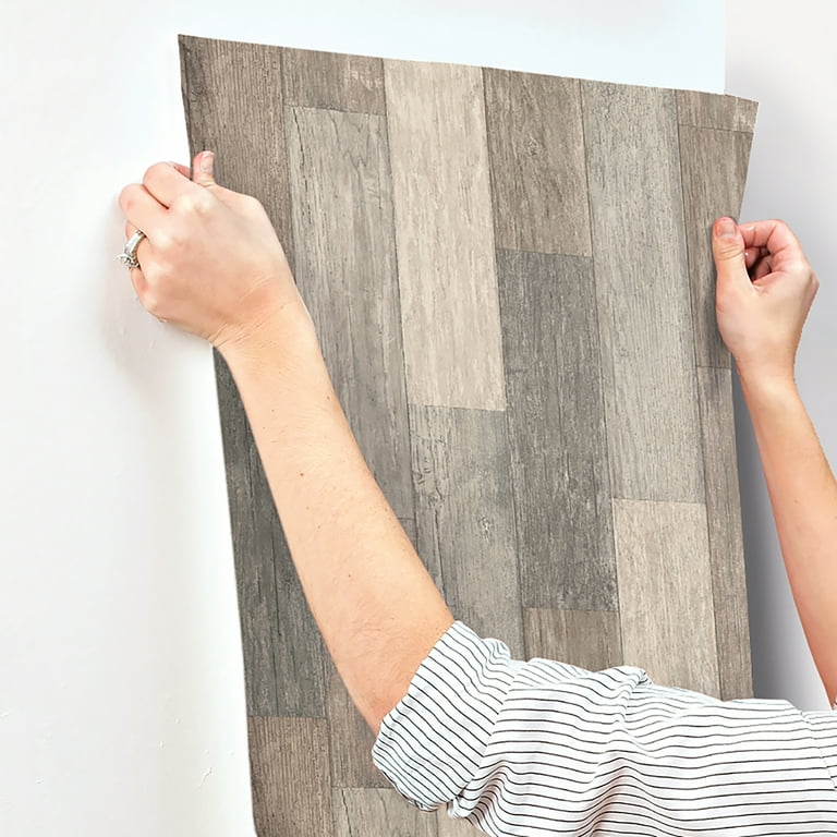 RoomMates Dark Weathered Plank Peel & Stick Wallpaper RoomMates Dark Weathered Plank Peel & Stick Wallpaper