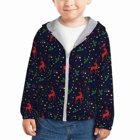 

Zeuib Christmas Deer Print Girls & Boys Sun Protection Hoodie with UPF 50+ Children’s Quick-Dry Jacket Perfect for Outdoor Activities-3 Years