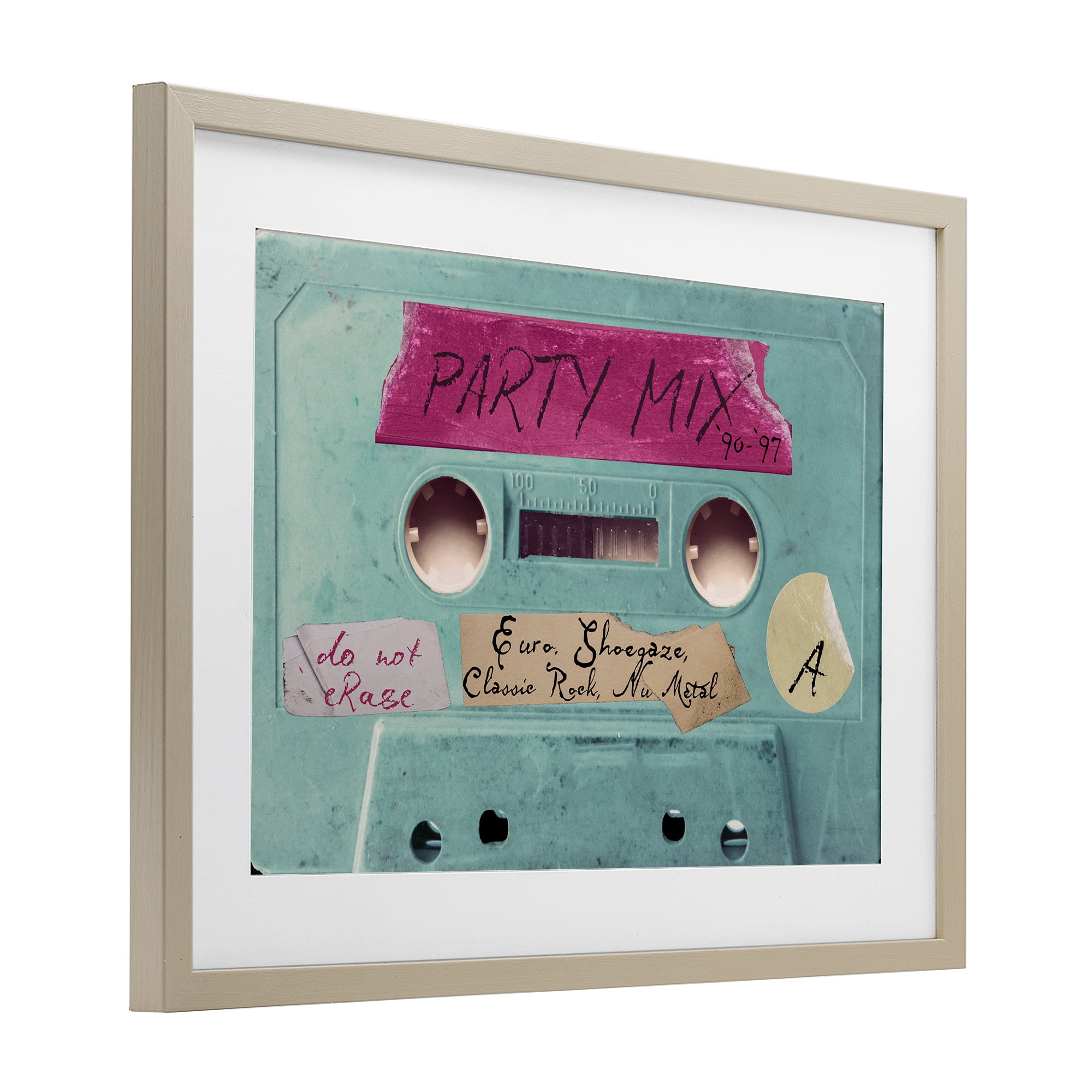 Stupell Industries Retro Party Mix Cassette Birch Framed Print Under Glass, design by Annabelle Hall