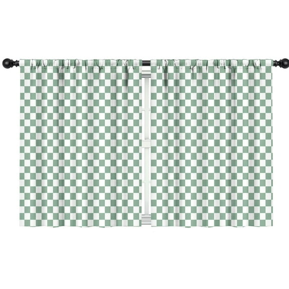 Blackout Kids Curtains,Green and White Checkerboard Pattern Childrens Insulated Curtains Set Of 2,Bedroom Essentials,Toddler Room Decor 42"x54"