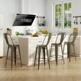 thumbnail image 2 of Costway Set of 4 High Back Metal Stool 30'' Seat Bar Height Industrial Bar Stools Gun, 2 of 10
