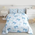 thumbnail image 3 of Homewish Kawaii Bow Tie Full Size Comforter Sets,Cute Bowknot Bedding Comforter Set,Dreamy Blue Bedding Sets For Girl,Luxury Bedroom Decor Reversible,3 Pieces, 3 of 9
