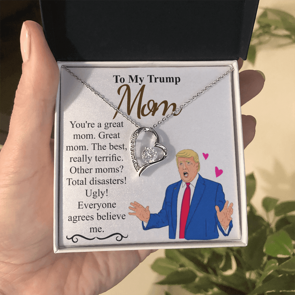Personalized Trump Mom Mothers day gift Mommy necklace | Mothers day gift from son and daughter | Mom jewelry Cz cross