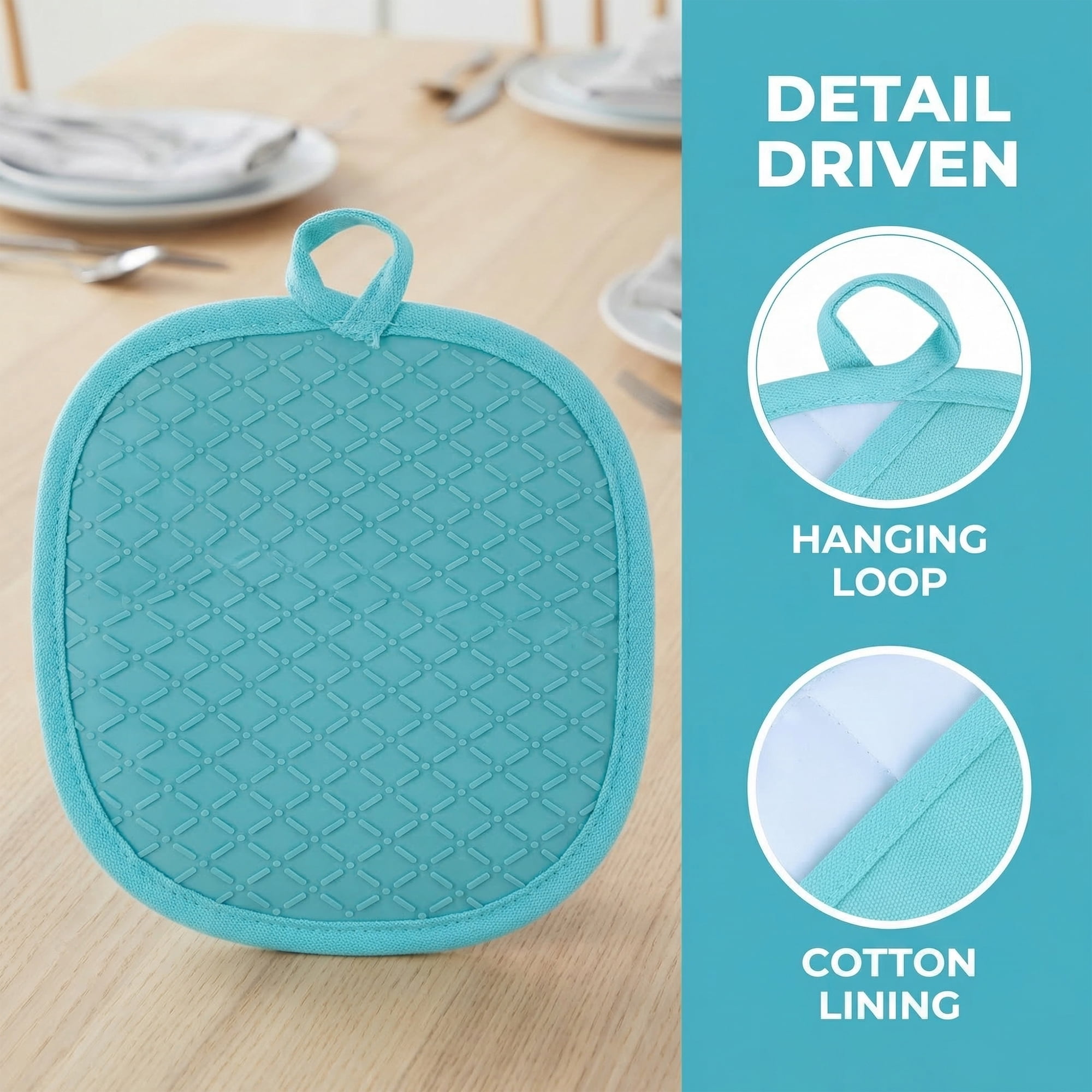 Unique Bargains 2Pcs Heat Resistant Trivets Non Slip Pot Holders Green 8.1*8.1in