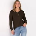 thumbnail image 6 of Sevevn Women's Long Sleeve Waffle Knit Shirts Dressy Casual Loose Button Up V Neck Henley Tops 2025 Fall Basic Tee Blouse, 6 of 8