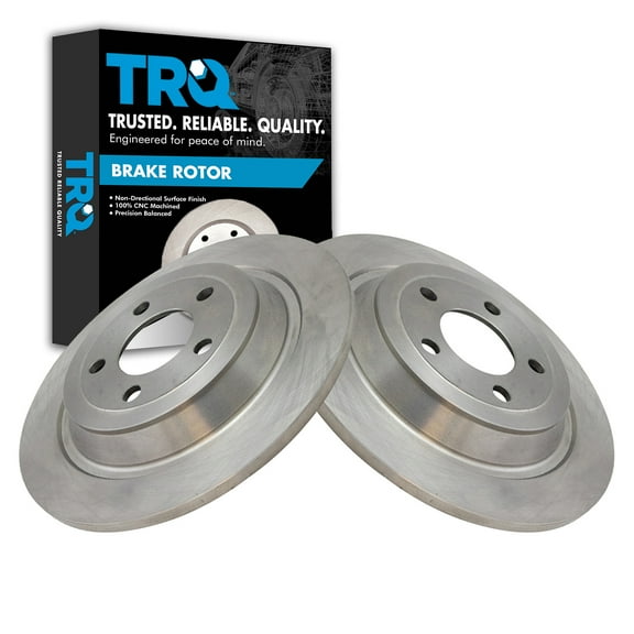 TRQ Rear Brake Rotors Set Solid Fits Select 2015-2022 Ford Mustang