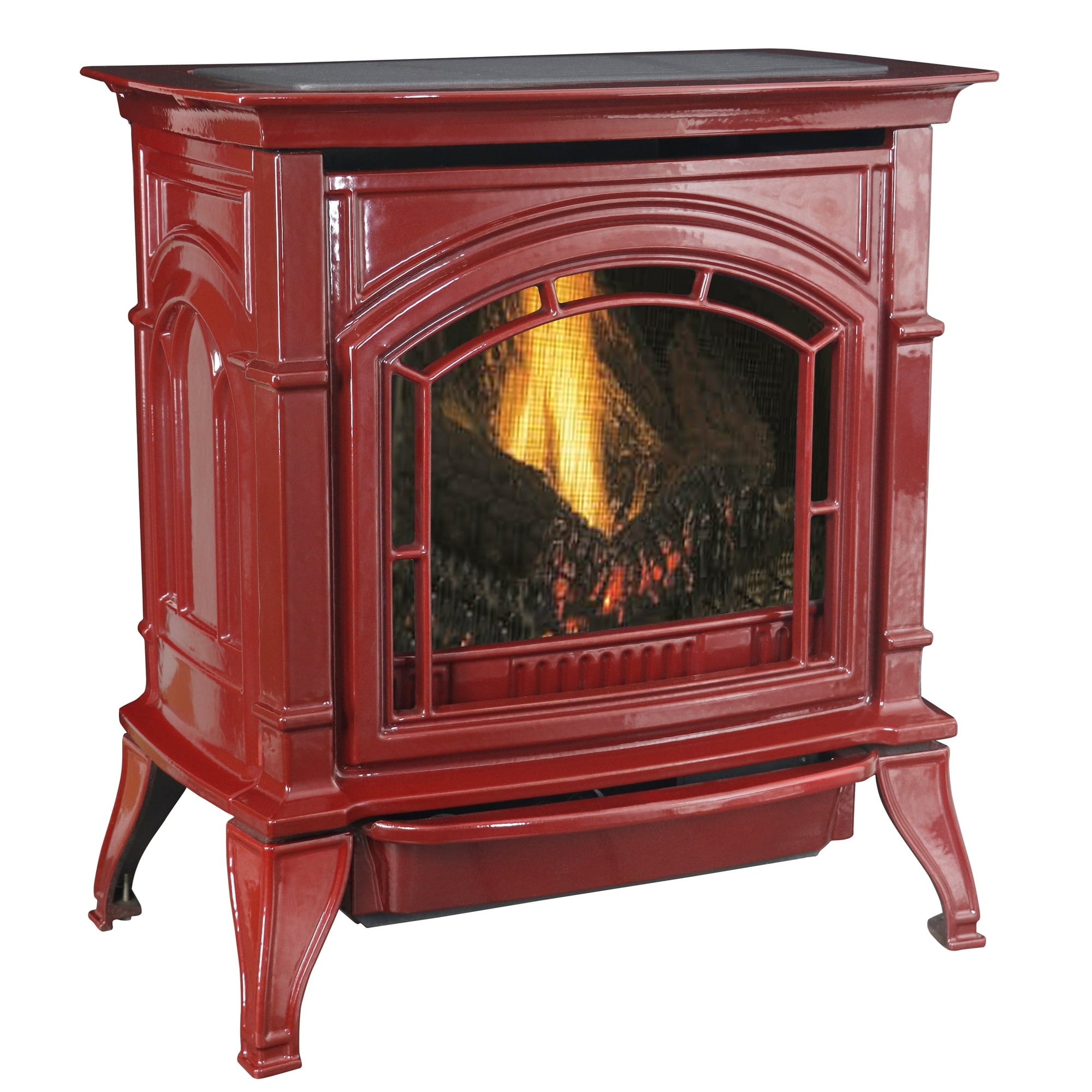 31,000 BTU Vent Free Natural Gas Stove Red Enameled Porcelain Cast Iron -  Walmart.com
