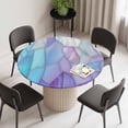 thumbnail image 2 of Purple Blue Marble Round Fitted Tablecloth with Elastic Edge, Waterproof Table Cloth Table Cover for 36"-44" Tables, Modern Abstract Art Marble Crack Tablecloths for Dining Picnic Indoor Outdoor, 2 of 9