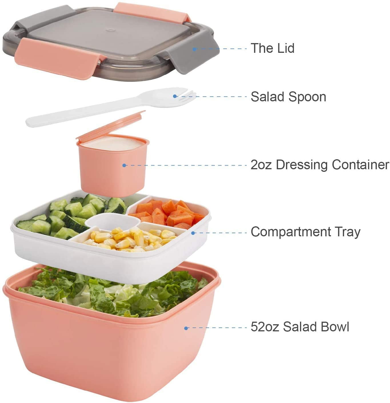 Lunch Box Portable Hermetic Children Student Bento Box Salad Container Free  Leak Proof Salad Dressing Container Microwavable
