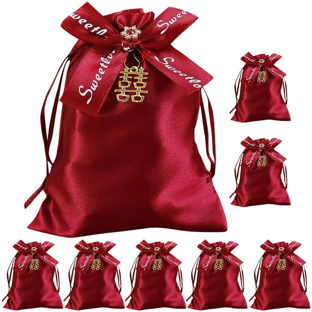 10 bolsas de regalo con cordón de tela para bodas, dulces, regalos de fiesta