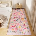 thumbnail image 4 of Wondo Anti-Skid Floral Runner Rug 2'x6' with Rubber Backing - Machine Washable Carpet Runner for Hallways, Kitchen, Bedroom, Bathroom & Laundry Room (Pink), 4 of 8