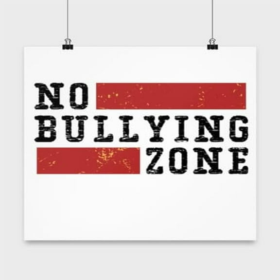 Anti Bullying Poster, No Bullying Zone, Be Kind Wall Art Gift, White 13x13in Poster