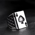 thumbnail image 4 of PAMTIER Vintage Men's Stainless Steel Casino Ace of Spades Poker Ring Bands Punk Rock Card Game Halloween Cosplay Size 7, 4 of 6