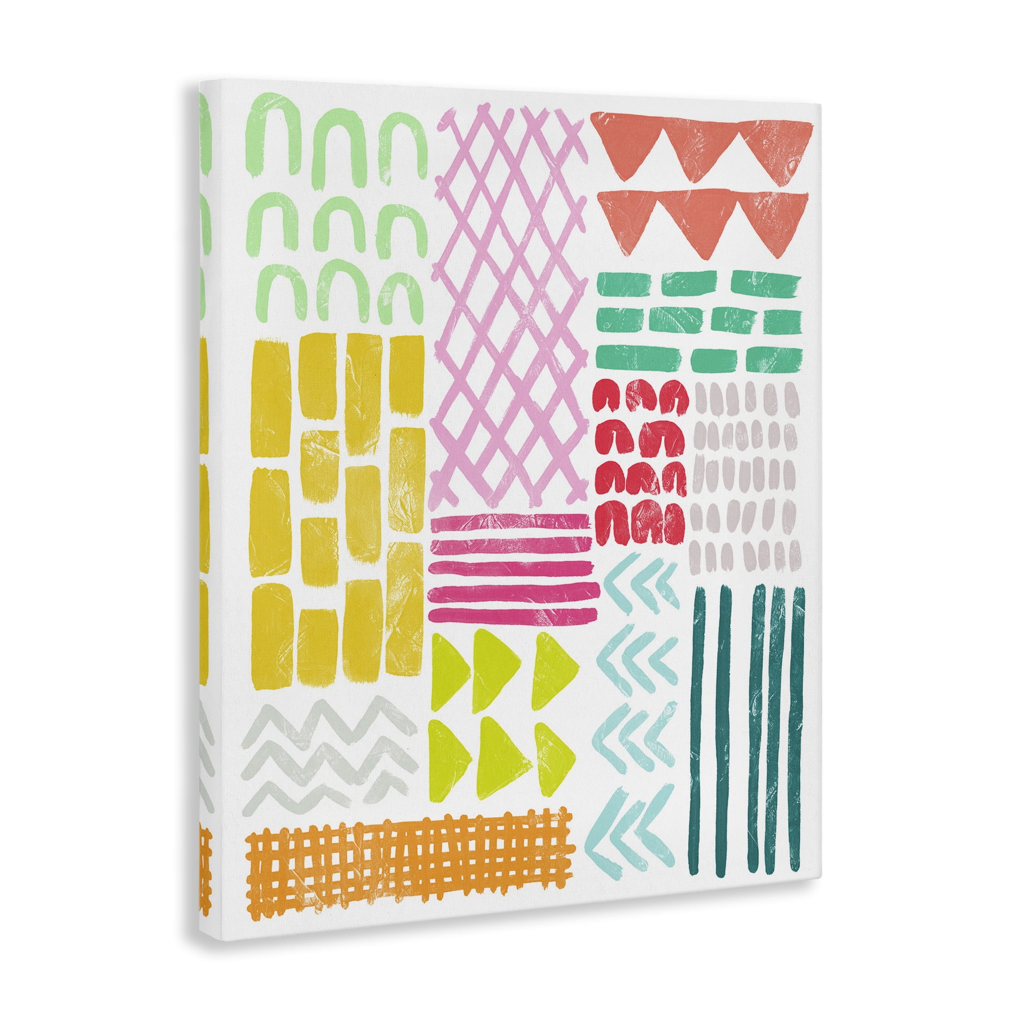 Stupell Industries Fun Varied Patterns & Shapes Abstract Painting Gallery Wrapped Canvas Art Print Wall Art, 24 x 30