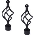 thumbnail image 1 of NETSENG Curtain Finials Only with Screws, 2Pcs Black Twist Bird Cage Curtain Rod Finials Iron Decorative Rod Finials Ends Window Drapery Rod End, Fits24-28mm Curtain Rods (Spiral Shaped), 1 of 5