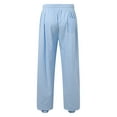 thumbnail image 5 of JTieacloth Mens Casual Linen Pants Fashion Loose Casual Wide Pants Men's Elasticated Pants Leg Color Solid Men's Pants Blue, 5 of 5