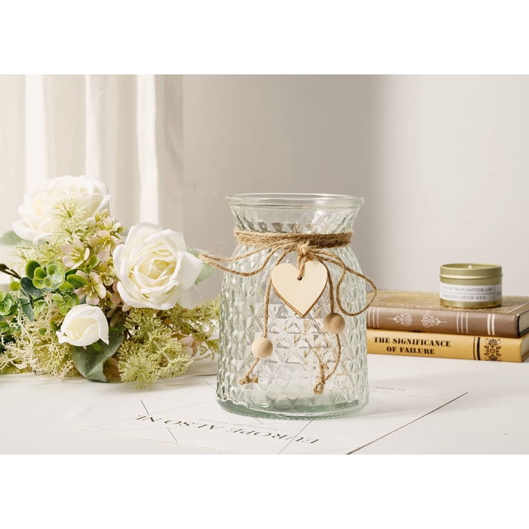 Artificial Silk Rose Flower Arrangement with Glass Vase photo 6
