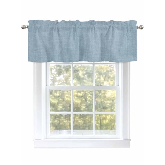 Valances for Windows Sky Blue Linen Rod Pocket Cafe Window Treatments Valance Curtains for Kitchen Bathroom Laundry Basement Windows 54"x18"