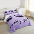 thumbnail image 3 of Homewish Chic Sparking Print Bedding Comforter Set,Kawaii Pretty Girl Twin Comforter Sets,Purple Black Bedding Set For Men Women,Microfiber Bedroom Decor,2 Pieces, 3 of 8