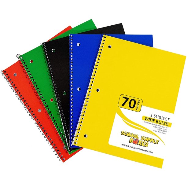 Wide Ruled Spiral Notebooks 5pk School Supply Bundle Ruled Paper