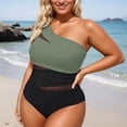 thumbnail image 2 of QHFBli Plus Size Swimsuit Women One Piece Swimsuit Tummy Control High Neck Bathing Suit Ruched Swimwear, 2 of 5