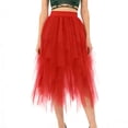 thumbnail image 5 of Yeaiivve Tulle Skirts for Girls High Low Layered Puffy Fairy Skirts Midi Length Irregular Tutu Skirt Sheer Mesh Tutu Skirt Red,6-7Years, 5 of 6