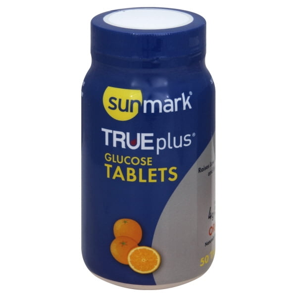 True Plus Glucose Tablets Sunmark True plus Glucose Tablets Orange - 50 Tablets - Walmart.com