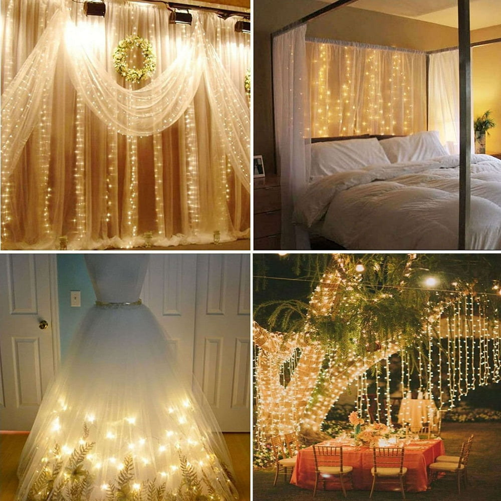 9.8ft x 9.8ft 304 LED LED Curtain Lights, Wateproof 8 Modes Fairy