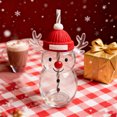 thumbnail image 6 of Reindeer Snowman Shaped Glass Straw Cup, Transparent Christmas Drinkware with Red Hat & Antlers, Festive Gift for Xmas, 6 of 6