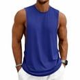 thumbnail image 2 of Domuza Mens Casual Tank Tops Vintage Wash Breathable Sleeveless Crew-Neck Solid T-Shirts Summer Gym Workout Beach Cotton Tops Royal Blue XL, 2 of 5