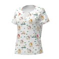 thumbnail image 2 of Naloa Cartoon House Print T-Shirts Short Sleeve V Neck Tees for Women Fashion Tops Trendy Lightweight Soft Casual Summer Outfits Clothes, 2 of 5