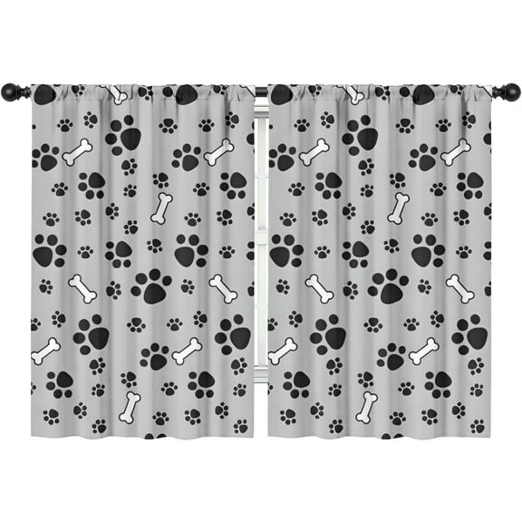 Blackout Kids Curtains,Paw Prints and Bones Childrens Insulated Curtains Set Of 2,Bedroom Essentials,Toddler Room Decor 42x63in(106x160cm)