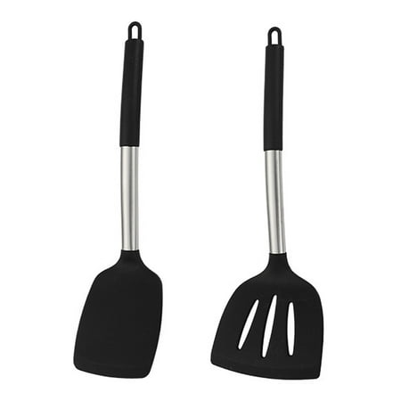 

Food Grade Silicone Utensils 2Pcs Non-stick Kitchen Utensils Set with Stainless Steel Handles Heat Resistant Kitchen Tool Set