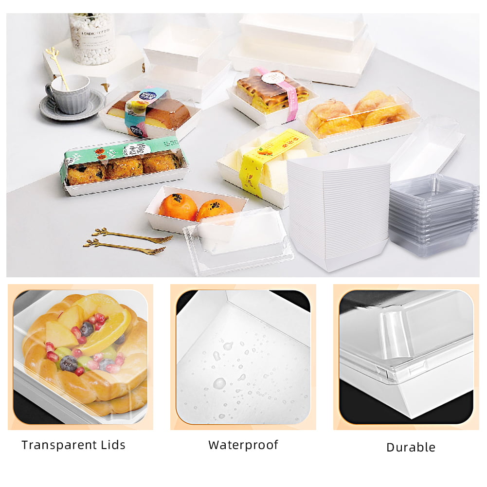 Take Out Food Containers,Sandwich Take Out Boxes (50 Pack)- Toast Holding  Bread Tray, Hot Dog Donut Egg Waffle Packaging Box Lunch Box - to Go