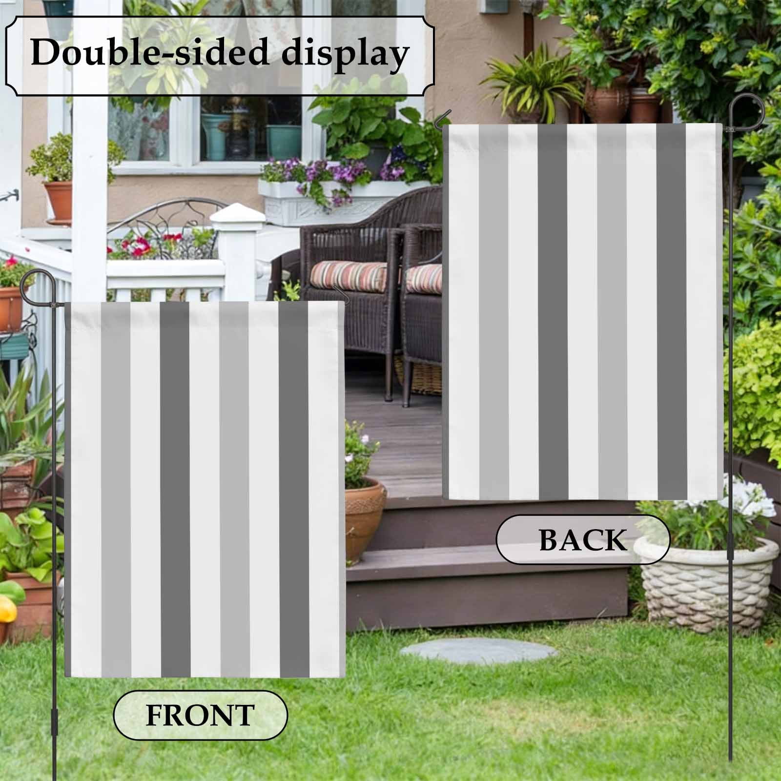 Grey Stripe House Flag 28 x 40 Inches, Classic Modern Weather Proof Outdoor Patio Flags Double Sided Small House Decoration for Yard Lawn Outside Home