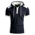 thumbnail image 5 of Qiyinn Men's Short Sleeve Hooded Henley Shirt,Casual Color Block Pullover Hoodie Breathable Summer Tops for Outdoor Beach, 5 of 5
