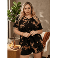 thumbnail image 5 of CASSIE LIZ Plus Size Womens Summer Sets 2X Fashion V Neck Brown Black Tie Dye Tops and Drawstring Shorts Sets Casual Lounge Workout Daily Vacation Outfit 2XL 18W 20W, 5 of 10