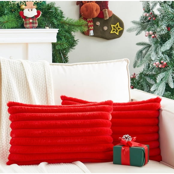 Juego de fundas de almohada decorativas GriNeed de 30 x 50 cm de piel sintética roja