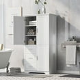 thumbnail image 2 of Tcbosik Large Storage Cabinet with 3 Drawers and 3 Doors, 62 inch Tall Bathroom Cabinet with Adjustable Shelf, Kitchen Cupboard for Living Room, Dining Room, White, 2 of 11