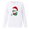 thumbnail image 4 of Blusa de manga larga con estampado de gato de Navidad y costura informal con cuello redondo para mujer Fridja fksj644, 4 of 5