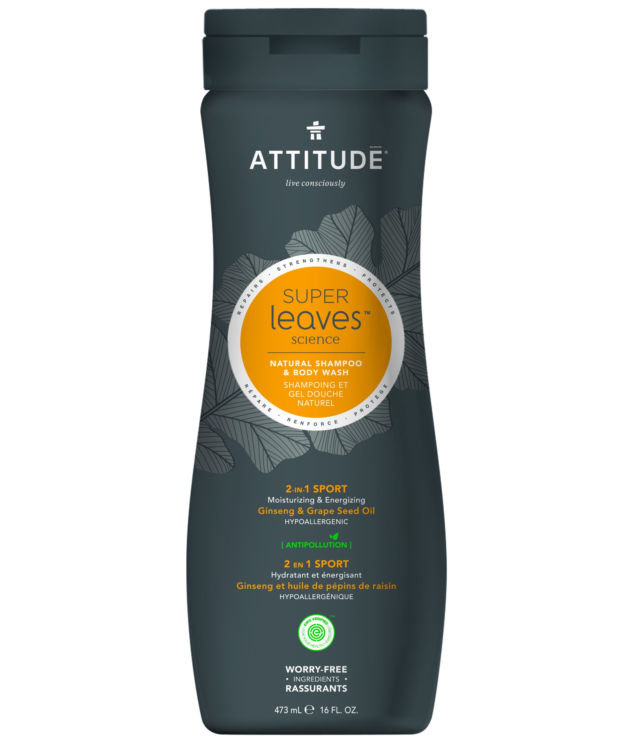 ATTITUDE Attitude Natural Shampoo & Body Wash 2in1 Sports Men