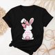 thumbnail image 4 of Camisetas de Cuello de Tripulación de Manga Corta para las Mujeres Cartas de Impresión de Pascua Camiseta de Manga Corta, Spandex de Poliéster, 4 of 5