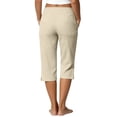thumbnail image 4 of Cotton Linen Capri Pants for Women Petite Tailored Split Button Elastic Waist Capris Light Weight Summer Casual, 4 of 7